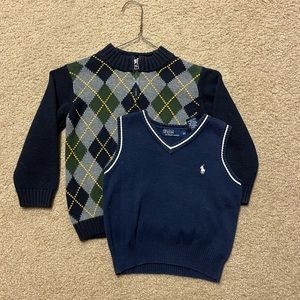Polo sweater vest and Gymboree quarter zip sweater